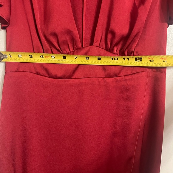 Red Satin Side Slit Dress - - Express Size 8 - Picture 5 of 5